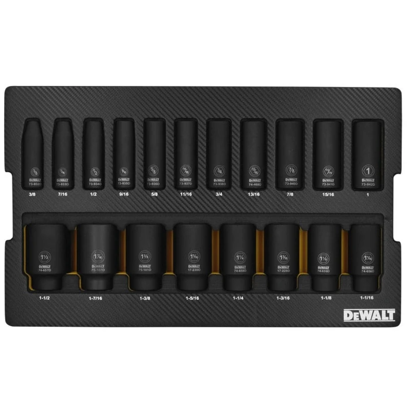 19-PC. Drive Deep SAE Impact Socket Set